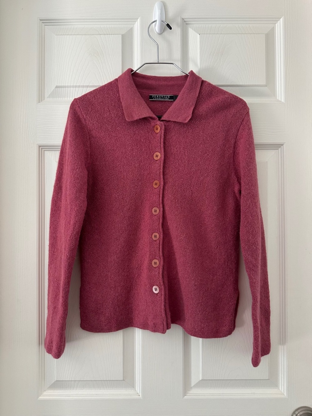 Peruvian Connection Alpaca Polo Collar Cardigan Ginger Rose Women's Size Small - Picture 2 of 10
